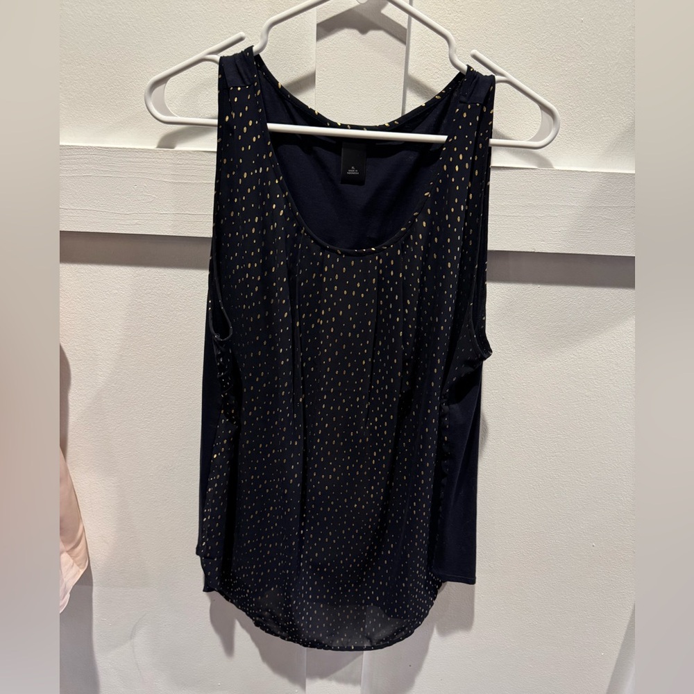 Ann Taylor Navy and Gold Tank Top Blouse